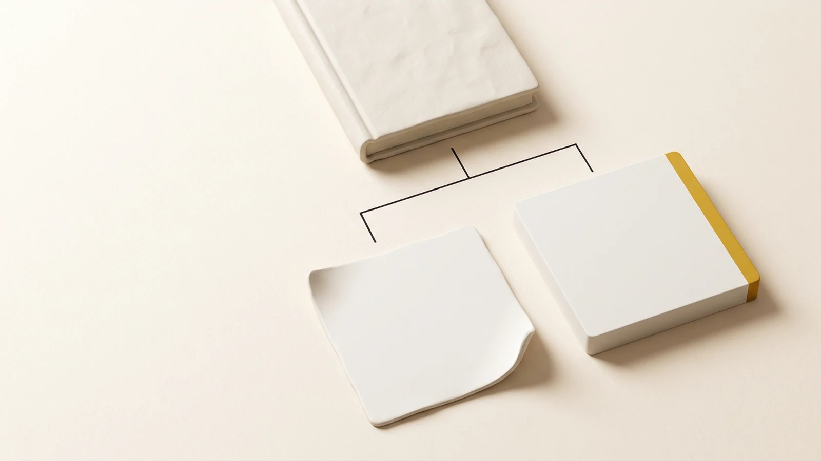 Illustration: Two blank flashcards produced from the same single closed document, lying side by side on a warm paper surface. The document sits at the top, and…