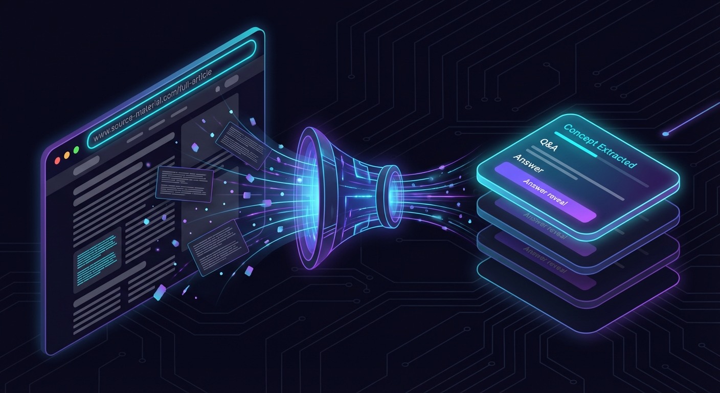 AI turning a webpage into flashcards